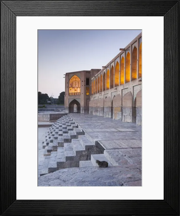 Framed Print : Iran, Central Iran, Esfahan, Si-o-Seh Bridge, dawn