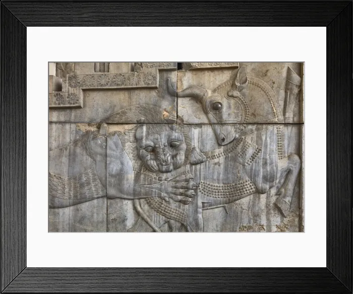 Framed Print : Relief on staircase, Apadana Palace, Persepolis, ceremonial capital of Achaemenid Empire Framed Print : Relief on staircase, Apadana Palace, Persepolis, ceremonial capital of Achaemenid Empire