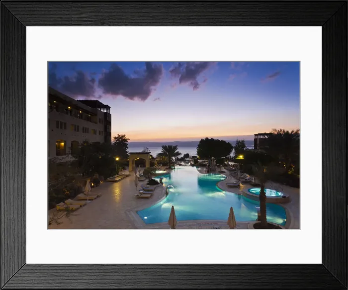 Framed Print : Jordan, Dead Sea, Suweimah, swimming pool at the Marriott Hotel