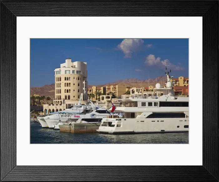 Framed Print : Jordan, Aqaba, Tala Harbor development, marina Framed Print : Jordan, Aqaba, Tala Harbor development, marina