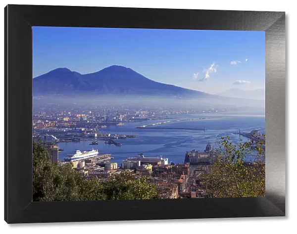 View to Mount Vesuvius from Certosa di San Martino, Naples, Campania, Italy