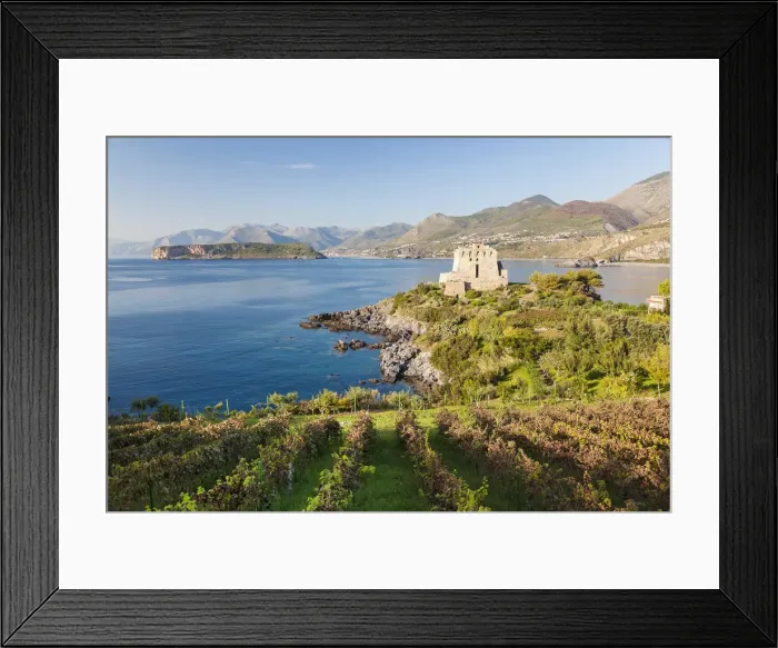 Framed Print : Remains of the watchtower, Carpino Bay, Scalea, Calabria Framed Print : Remains of the watchtower, Carpino Bay, Scalea, Calabria