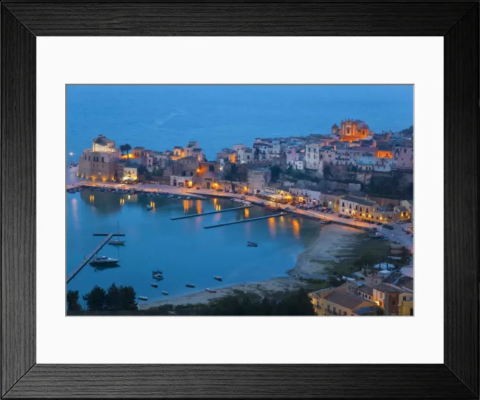 Framed Print : View over harbour at dusk, Castellammare del Golfo, Sicily, Italy Framed Print : View over harbour at dusk, Castellammare del Golfo, Sicily, Italy