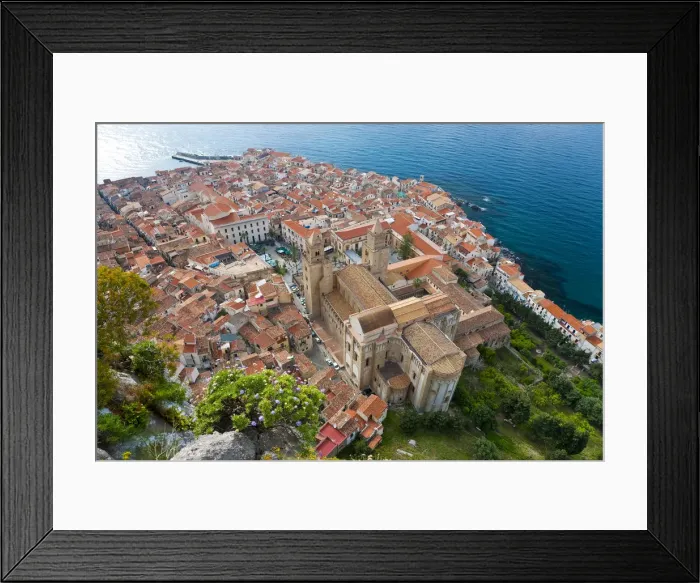 Framed Print : Cefalu from La Rocca North Coast Sicily Italy