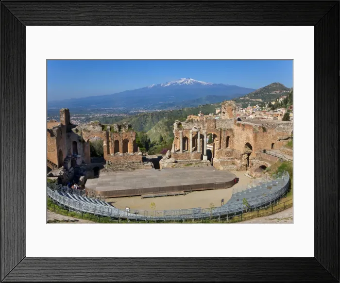 Framed Print : The Greek theatre and Mount Etna, Taormina, Sicily, Italy Framed Print : The Greek theatre and Mount Etna, Taormina, Sicily, Italy