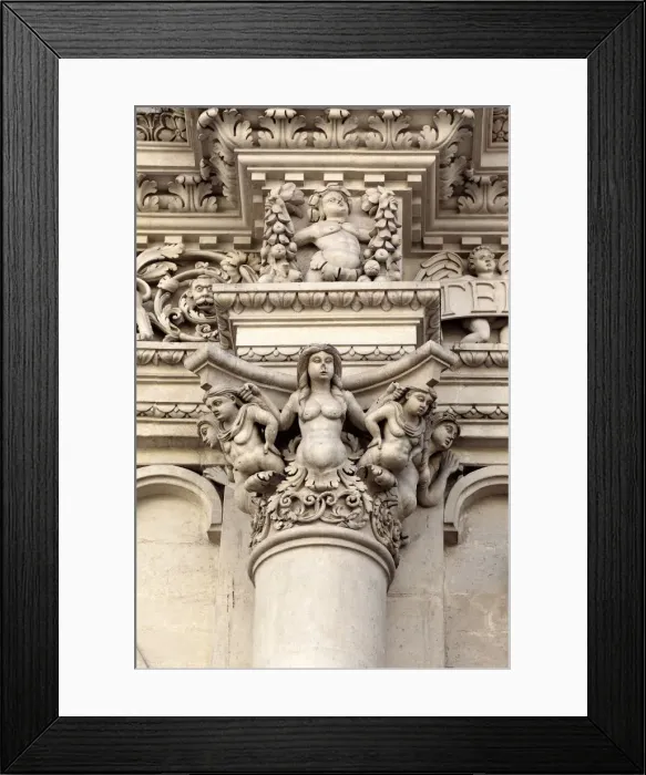 Framed Print : Facade sculpture of Church of the Holy Cross (Chiesa di Santa Croce), Lecce, Apulia Framed Print : Facade sculpture of Church of the Holy Cross (Chiesa di Santa Croce), Lecce, Apulia