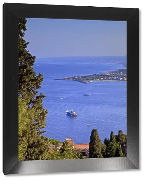 View from Greek Theatre Over Taormina, Taormina, Sicily, Italy