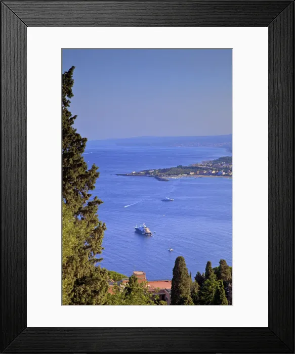 Framed Print : View from Greek Theatre Over Taormina, Taormina, Sicily, Italy Framed Print : View from Greek Theatre Over Taormina, Taormina, Sicily, Italy
