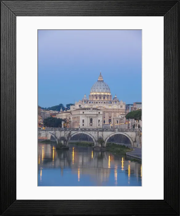 Framed Print : Italy, Lazio, Rome, View of St. Angelo bridge and St. Peters Basilica Framed Print : Italy, Lazio, Rome, View of St. Angelo bridge and St. Peters Basilica