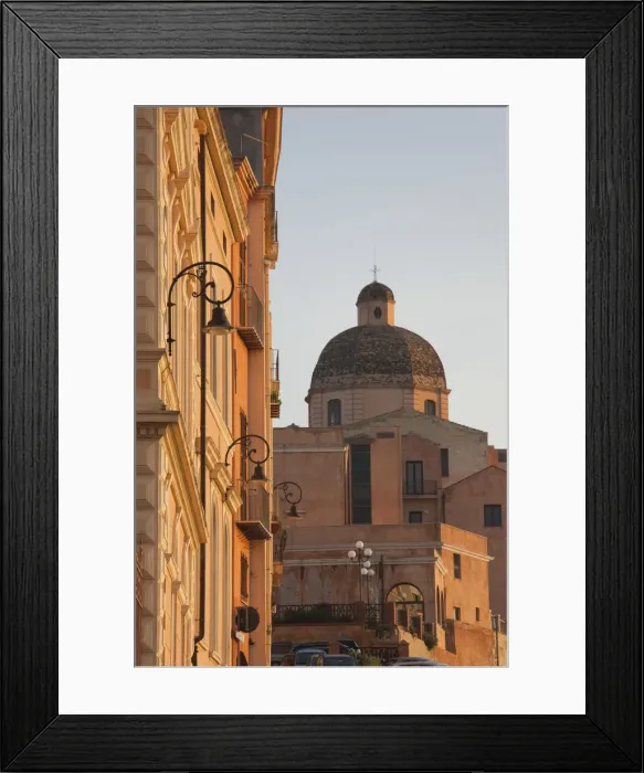 Framed Print : Italy, Sardinia, Cagliari, Il Castello Old Town, city walls and Cathedral of Santa