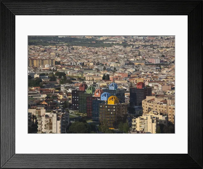 Framed Print : Italy, Sardinia, Cagliari, multi colored buildings from Castello de San Michele fortress Framed Print : Italy, Sardinia, Cagliari, multi colored buildings from Castello de San Michele fortress