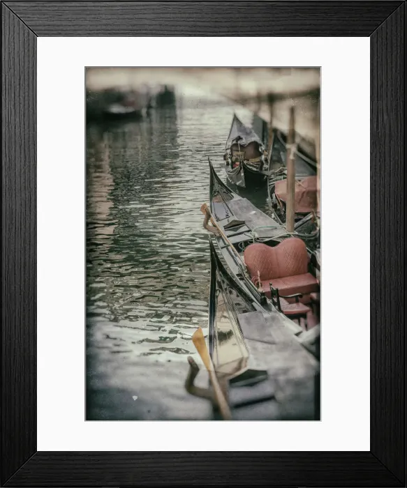 Framed Print : Gondolas on a canal in Venice, Vento, Italy Framed Print : Gondolas on a canal in Venice, Vento, Italy