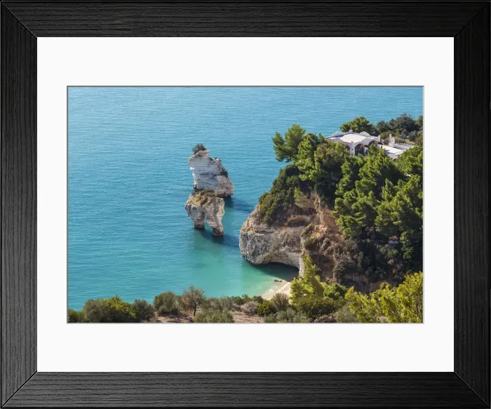 Framed Print : View at coast area and rock formation, Baia delle Zagare, Gargano, Foggia province Framed Print : View at coast area and rock formation, Baia delle Zagare, Gargano, Foggia province