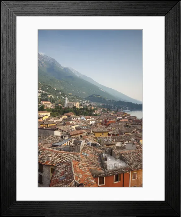 Framed Print : Italy, Veneto, Lake District, Lake Garda, Malcesine, town view from Castello Scaligero Framed Print : Italy, Veneto, Lake District, Lake Garda, Malcesine, town view from Castello Scaligero