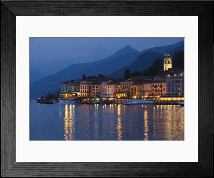 Framed Print : Italy, Lombardy, Lakes Region, Lake Como, Bellagio, town view, evening Framed Print : Italy, Lombardy, Lakes Region, Lake Como, Bellagio, town view, evening