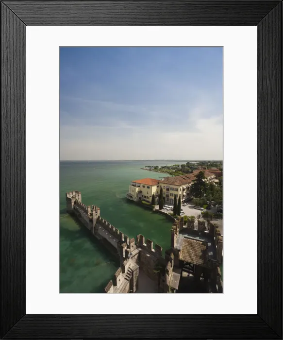 Framed Print : Italy, Lombardy, Lake District, Lake Garda, Sirmione, Castello Scaligero, b Framed Print : Italy, Lombardy, Lake District, Lake Garda, Sirmione, Castello Scaligero, b