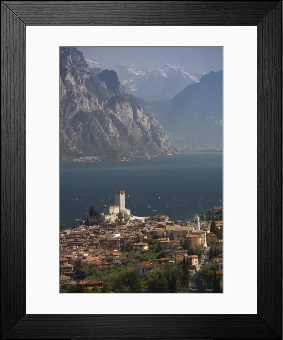 Framed Print : Italy, Veneto, Lake District, Lake Garda, Malcesine, aerial town view Framed Print : Italy, Veneto, Lake District, Lake Garda, Malcesine, aerial town view
