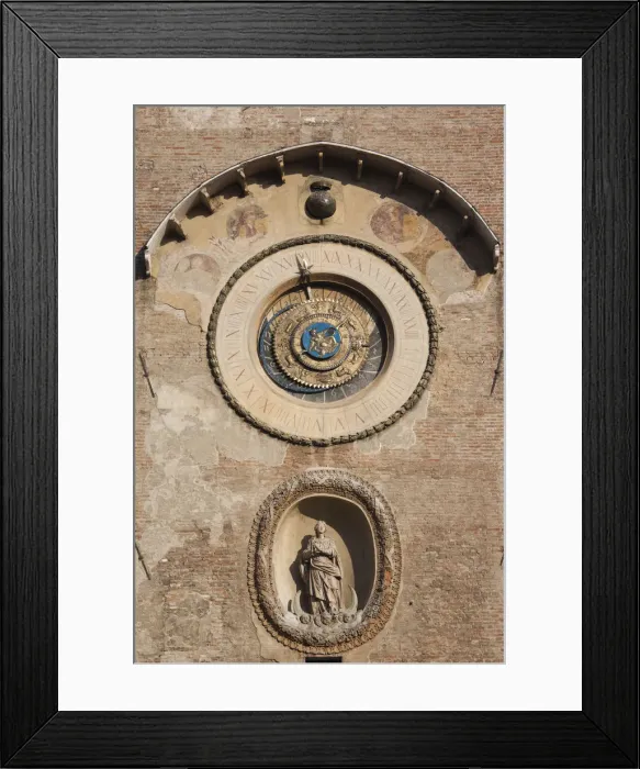 Framed Print : Italy, Lombardy, Mantua, Piazza Broletto, Palazzo Broletto, clocktower detail
