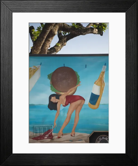 Framed Print : Italy, Veneto, Lake District, Lake Garda, Bardolino, bathing beauty detail on snack bar Framed Print : Italy, Veneto, Lake District, Lake Garda, Bardolino, bathing beauty detail on snack bar