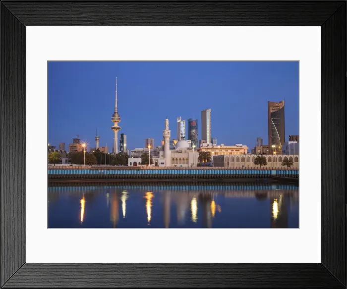 Framed Print : Kuwait, Kuwait City, City skyline reflecting in harbour