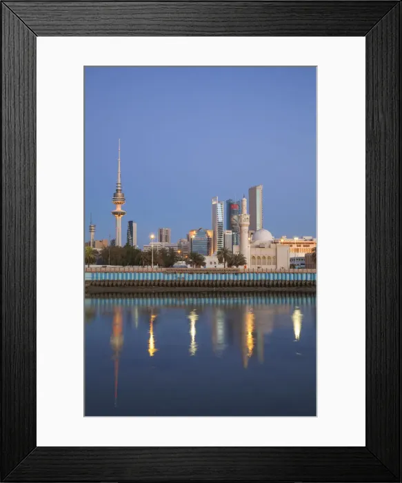Framed Print : Kuwait, Kuwait City, City skyline reflecting in harbour