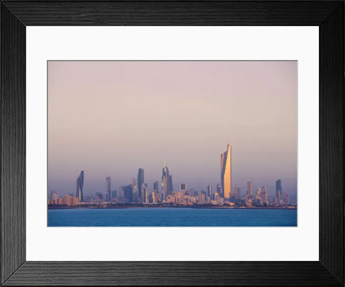 Framed Print : Kuwait, Kuwait City, Salmiya, Arabian Gulf and City skyline looking towards Al Hamra Framed Print : Kuwait, Kuwait City, Salmiya, Arabian Gulf and City skyline looking towards Al Hamra