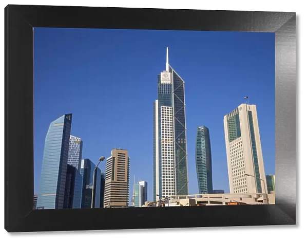 Kuwait, Kuwait City, City center buildings -the middle building is Arraya building