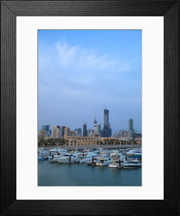 Framed Print : Kuwait, Kuwait City, City view from Souk Shark Shopping Center and Marina Framed Print : Kuwait, Kuwait City, City view from Souk Shark Shopping Center and Marina
