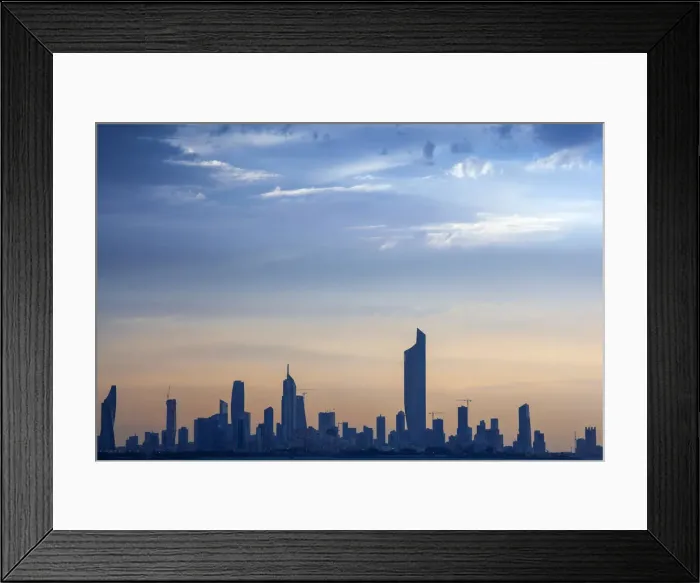 Framed Print : Kuwait, Kuwait City, Salmiya, Arabian Gulf and City skyline looking towards Al Hamra Framed Print : Kuwait, Kuwait City, Salmiya, Arabian Gulf and City skyline looking towards Al Hamra