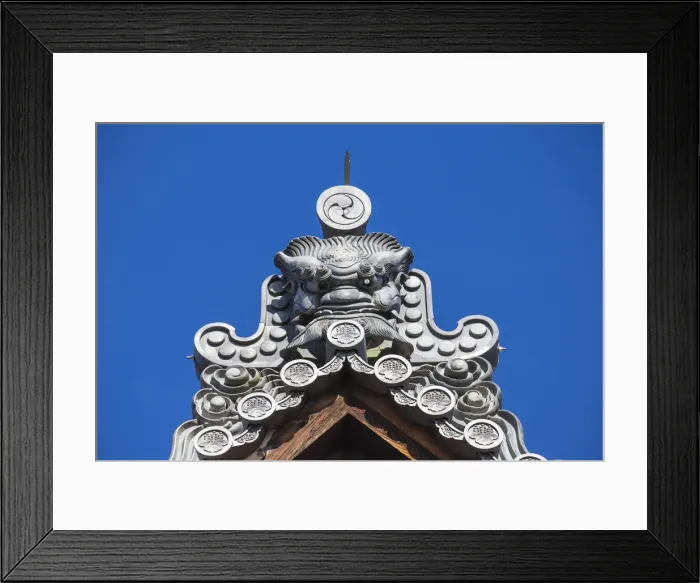 Framed Print : Japan, Kyoto, Temple roof tops at the entrance to Kinkaku-ji, -The Golden Pavilion Framed Print : Japan, Kyoto, Temple roof tops at the entrance to Kinkaku-ji, -The Golden Pavilion