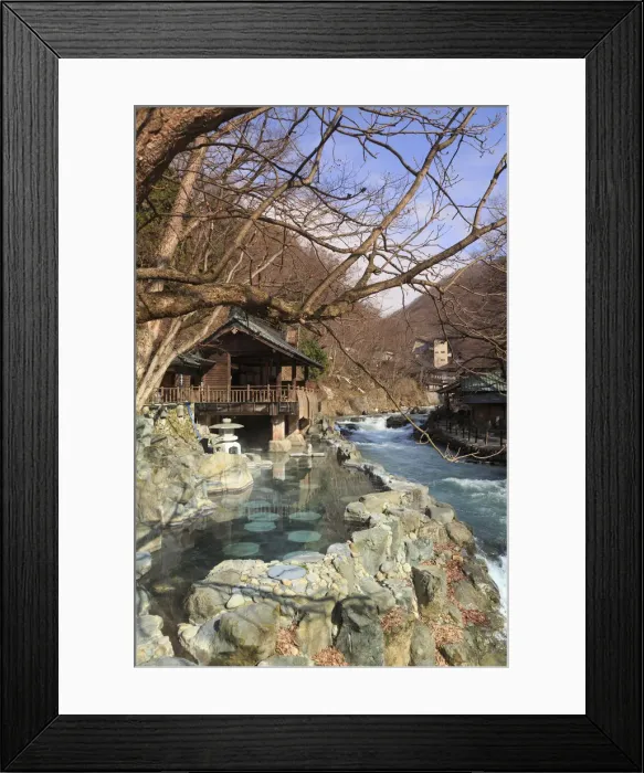 Framed Print : Japan, Gunma Prefecture, Takaragawa Onsen, outdoor hot springs along Takaragawa river Framed Print : Japan, Gunma Prefecture, Takaragawa Onsen, outdoor hot springs along Takaragawa river
