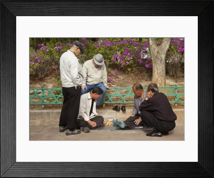 Framed Print : Korea, Seoul, Men playing board game in park outside Jongmyo Shrine Framed Print : Korea, Seoul, Men playing board game in park outside Jongmyo Shrine
