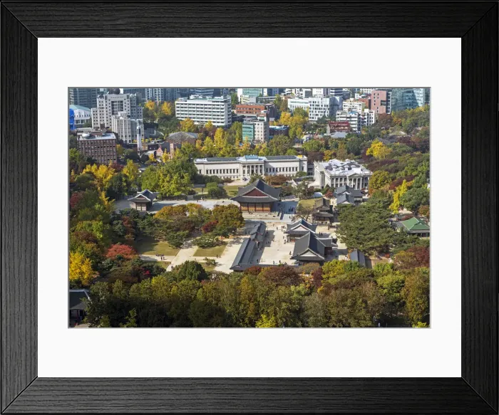 Framed Print : Elevated view over Deoksugung Palace, Gwanghwamun, Seoul, South Korea Framed Print : Elevated view over Deoksugung Palace, Gwanghwamun, Seoul, South Korea