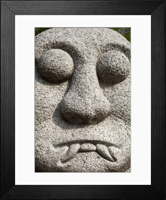 Framed Print : Korea, Seoul, Gyeongbokgung Palace, National Folk museum of Korea, Stone carved face