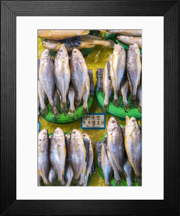 Framed Print : Fish on plates for sale, Noryangjin Fish Market, Seoul, South Korea Framed Print : Fish on plates for sale, Noryangjin Fish Market, Seoul, South Korea