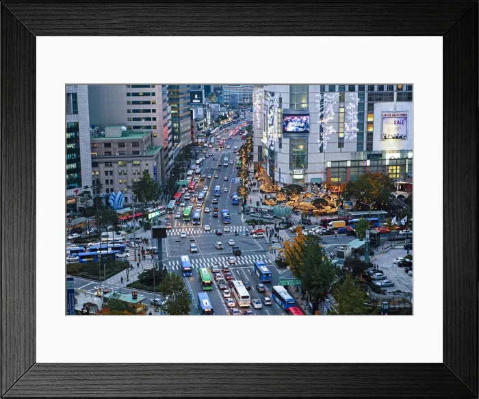 Framed Print : Busy Namdaemun-ro at dusk in Myeong-dong, Myeongdong, Seoul, South Korea Framed Print : Busy Namdaemun-ro at dusk in Myeong-dong, Myeongdong, Seoul, South Korea