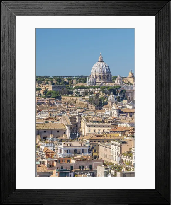 Framed Print : Italy, Lazio, Rome, St Peters Basilica and Rome rooftops Framed Print : Italy, Lazio, Rome, St Peters Basilica and Rome rooftops