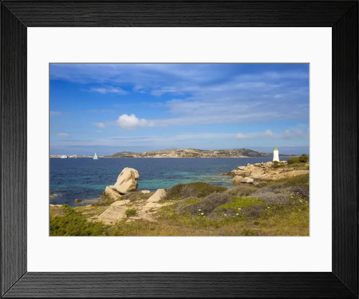 Framed Print : Italy, Sardinia, Sassari Province, Palau, Porto Faro Lighthouse with La Maddalena