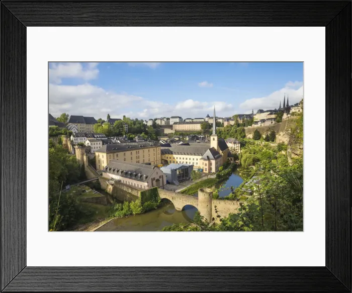 Framed Print : Luxembourg, Luxembourg City, View of Stierchen stone footbridge, Neimenster Abbey Framed Print : Luxembourg, Luxembourg City, View of Stierchen stone footbridge, Neimenster Abbey