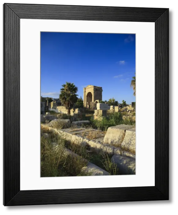 Framed Print : Lebanon, Tyre, Al Bass UNESCO site, Colonnaded Street and Roman Triumphal Arch