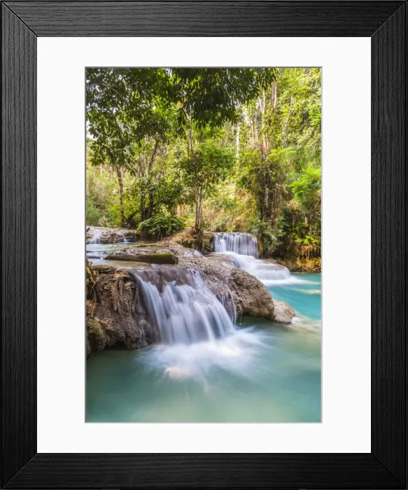 Framed Print : Laos, Luang Prabang, Tat Kuang Si Waterfall Framed Print : Laos, Luang Prabang, Tat Kuang Si Waterfall