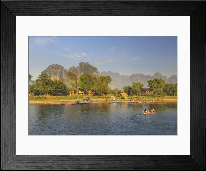 Framed Print : Laos, Vang Vieng. Nam Song River and Karst Landscape Framed Print : Laos, Vang Vieng. Nam Song River and Karst Landscape