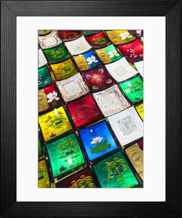 Framed Print : Laos, Luang Prabang, Sisavangvong Road, Handicraft Night Market, laquerware Framed Print : Laos, Luang Prabang, Sisavangvong Road, Handicraft Night Market, laquerware