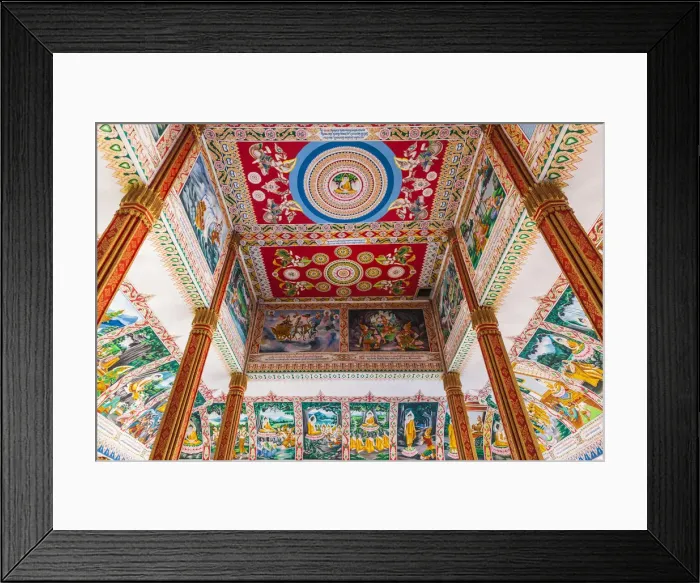 Framed Print : Laos, Vientiane, Wat That Luang Tai, ceiling with Buddhist paintings Framed Print : Laos, Vientiane, Wat That Luang Tai, ceiling with Buddhist paintings