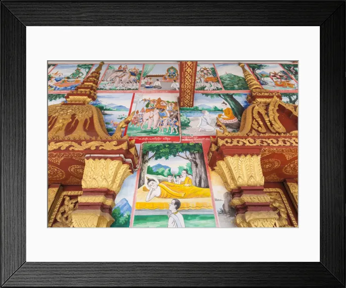 Framed Print : Laos, Luang Prabang, Wat Manoram, interior, religious paintings Framed Print : Laos, Luang Prabang, Wat Manoram, interior, religious paintings