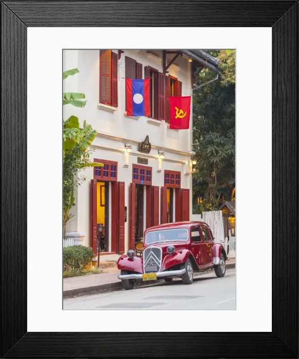 Framed Print : Laos, Luang Prabang, Sisavangvong Road, 1950s-era vintage French Citroen Traction Framed Print : Laos, Luang Prabang, Sisavangvong Road, 1950s-era vintage French Citroen Traction