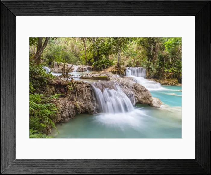 Framed Print : Laos, Luang Prabang, Tat Kuang Si Waterfall Framed Print : Laos, Luang Prabang, Tat Kuang Si Waterfall