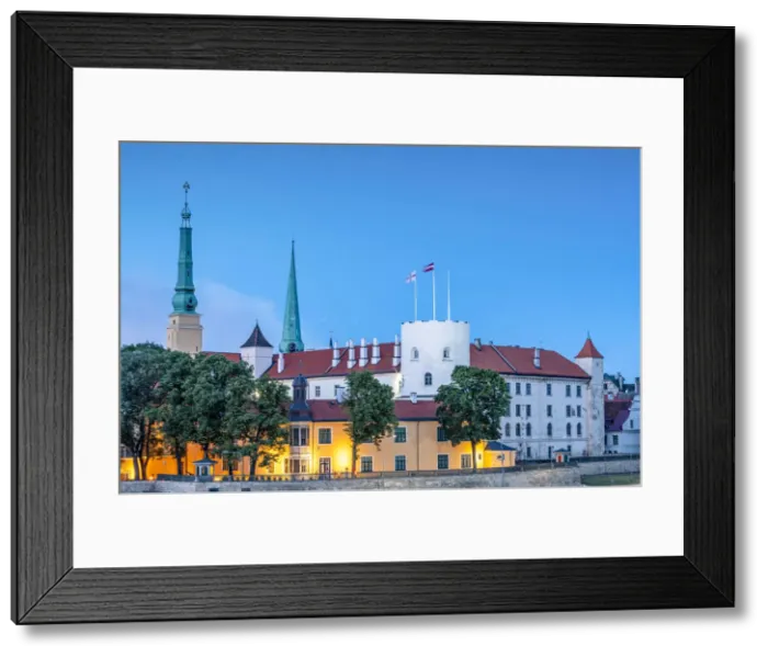 Framed Print : Riga Castle and Skyline at Dusk, Old Town, Riga, Latvia Framed Print : Riga Castle and Skyline at Dusk, Old Town, Riga, Latvia
