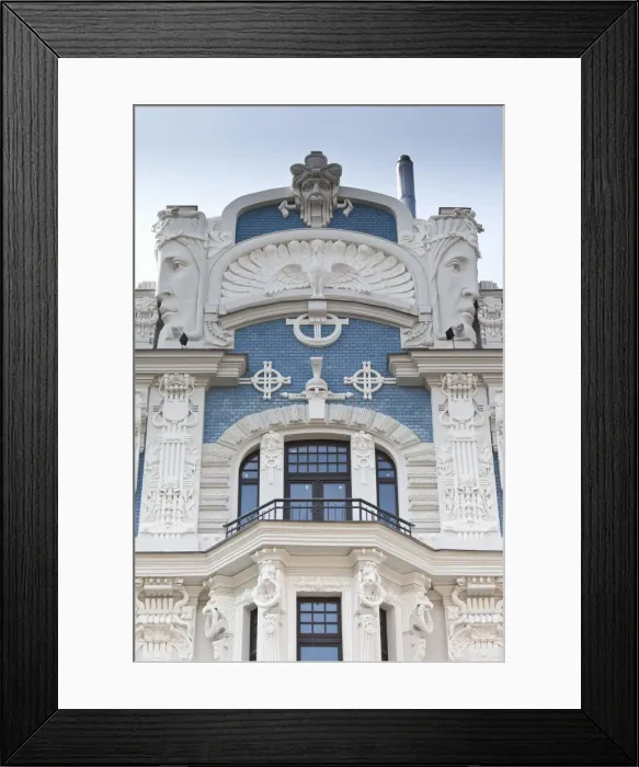 Framed Print : Latvia, Riga, Art Nouveau District, building detail at 10b Elizabetes Iela Street Framed Print : Latvia, Riga, Art Nouveau District, building detail at 10b Elizabetes Iela Street