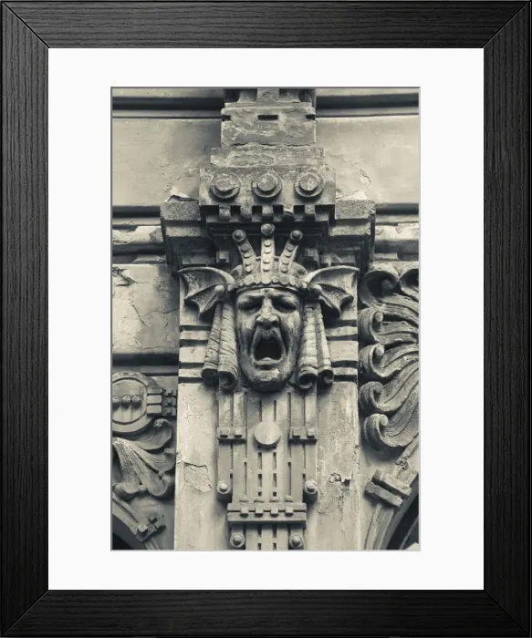 Framed Print : Latvia, Riga, Art Nouveau District, building detail at 2a Alberta Iela Street, b. 1906